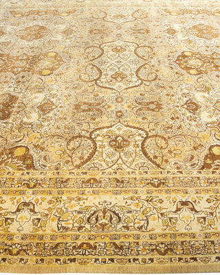 Traditional Mogul Yellow Wool Area Rug 9' 2" x 12' 1" - Solo Rugs