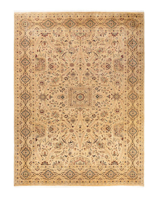 Traditional Mogul Yellow Wool Area Rug 9' 1" x 12' 2" - Solo Rugs