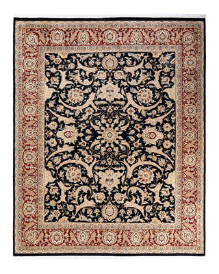 Traditional Mogul Black Wool Area Rug 8' 2" x 10' 2" - Solo Rugs