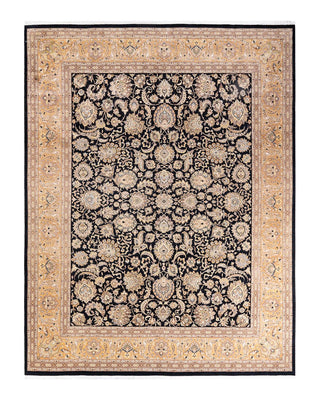 Traditional Mogul Black Wool Area Rug 8' 2" x 10' 5" - Solo Rugs
