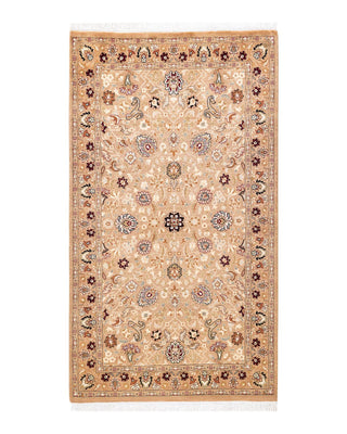 Traditional Mogul Beige Wool Area Rug 3' 2" x 5' 4" - Solo Rugs