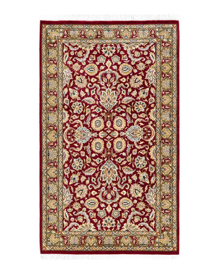 Traditional Mogul Red Wool Area Rug 3' 2" x 5' 1" - Solo Rugs