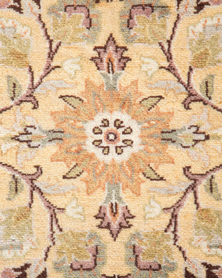Traditional Mogul Yellow Wool Area Rug 4' 1" x 5' 10" - Solo Rugs