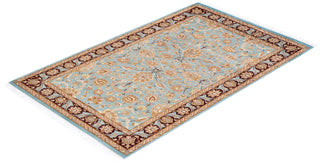 Traditional Mogul Light Blue Wool Area Rug 3' 2" x 4' 10" - Solo Rugs