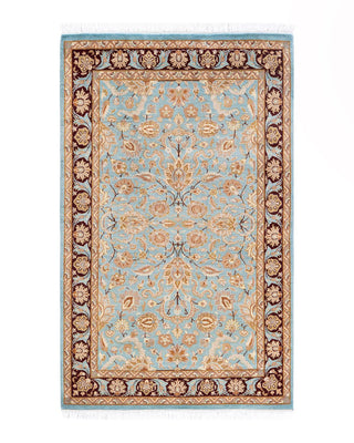 Traditional Mogul Light Blue Wool Area Rug 3' 2" x 4' 10" - Solo Rugs