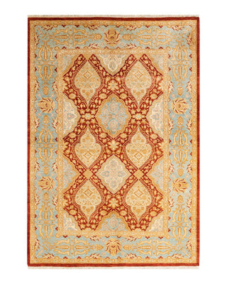 Contemporary Eclectic Orange Wool Area Rug 5' 1" x 7' 4" - Solo Rugs