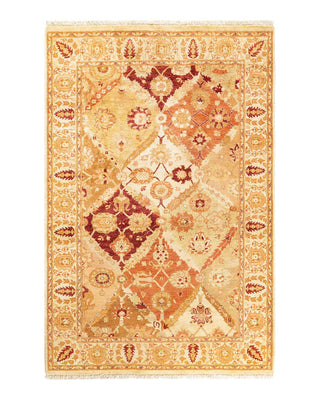 Contemporary Eclectic Ivory Wool Area Rug 4' 1" x 6' 2" - Solo Rugs