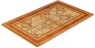 Contemporary Eclectic Brown Wool Area Rug 3' 4" x 5' 0" - Solo Rugs