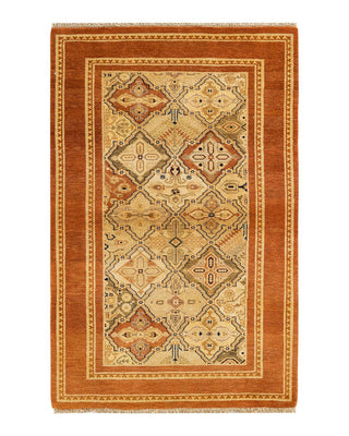 Contemporary Eclectic Brown Wool Area Rug 3' 4" x 5' 0" - Solo Rugs