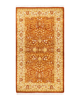 Traditional Mogul Orange Wool Area Rug 3' 1" x 5' 6" - Solo Rugs