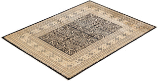 Traditional Mogul Black Wool Area Rug 8' 1" x 10' 9" - Solo Rugs