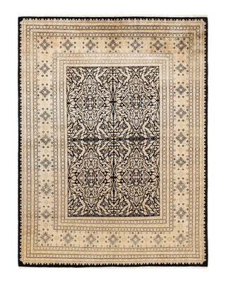 Traditional Mogul Black Wool Area Rug 8' 1" x 10' 9" - Solo Rugs