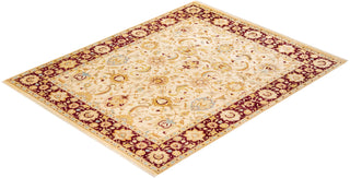 Traditional Mogul Ivory Wool Area Rug 7' 10" x 9' 10" - Solo Rugs