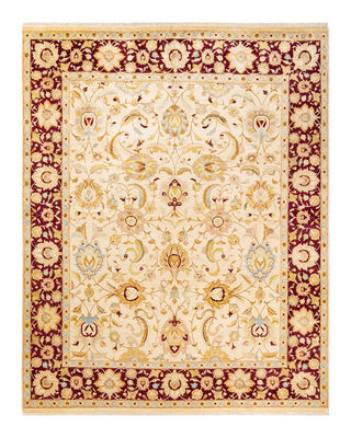 Traditional Mogul Ivory Wool Area Rug 7' 10" x 9' 10" - Solo Rugs