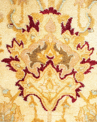 Traditional Mogul Ivory Wool Area Rug 6' 1" x 9' 1" - Solo Rugs