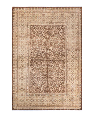 Traditional Mogul Brown Wool Area Rug 6' 1" x 8' 10" - Solo Rugs