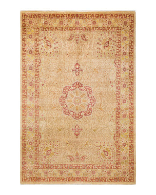 Traditional Mogul Yellow Wool Area Rug 6' 2" x 9' 1" - Solo Rugs