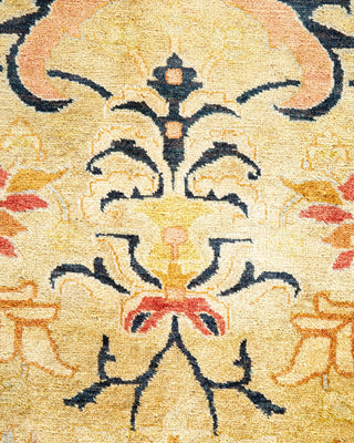 Traditional Mogul Green Wool Area Rug 6' 3" x 8' 10" - Solo Rugs