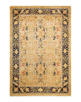 Traditional Mogul Green Wool Area Rug 6' 3" x 8' 10" - Solo Rugs