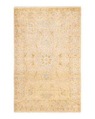Traditional Mogul Ivory Wool Area Rug 4' 2" x 6' 5" - Solo Rugs
