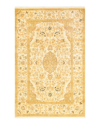 Traditional Mogul Ivory Wool Area Rug 4' 1" x 6' 5" - Solo Rugs