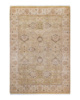 Traditional Mogul Green Wool Area Rug 4' 3" x 6' 2" - Solo Rugs