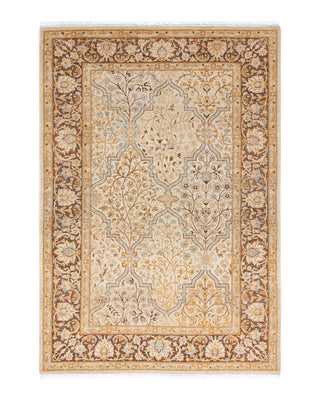 Traditional Mogul Ivory Wool Area Rug 3' 3" x 4' 9" - Solo Rugs