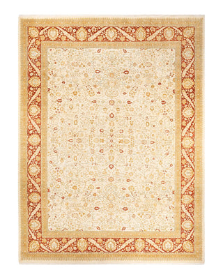 Traditional Mogul Ivory Wool Area Rug 9' 3" x 12' 3" - Solo Rugs