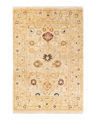 Contemporary Eclectic Ivory Wool Area Rug 5' 2" x 7' 6" - Solo Rugs