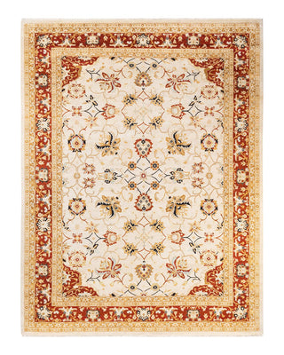 Contemporary Eclectic Ivory Wool Area Rug 9' 0" x 11' 10" - Solo Rugs