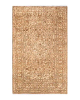 Traditional Mogul Yellow Wool Area Rug 6' 1" x 9' 7" - Solo Rugs