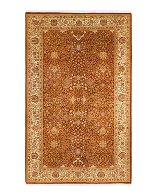 Traditional Mogul Orange Wool Area Rug 5' 1" x 8' 3" - Solo Rugs