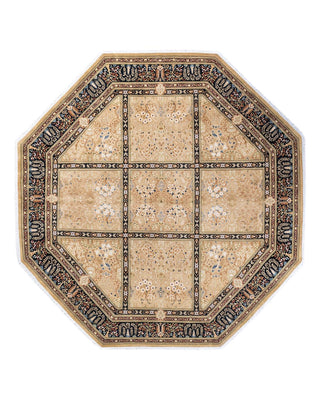 Traditional Mogul Yellow Wool Octagon Area Rug 9' 1" x 9' 1" - Solo Rugs