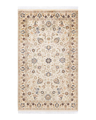 Traditional Mogul Ivory Wool Area Rug 3' 0" x 4' 10" - Solo Rugs