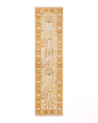 Contemporary Eclectic Ivory Wool Runner 2' 7" x 10' 2" - Solo Rugs