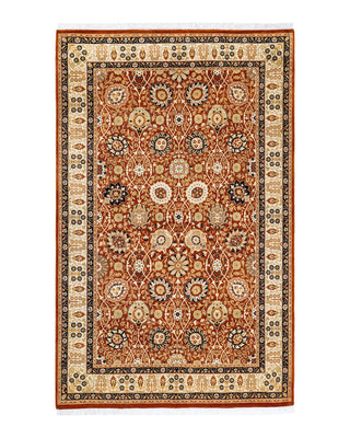 Traditional Mogul Orange Wool Area Rug 4' 2" x 6' 8" - Solo Rugs