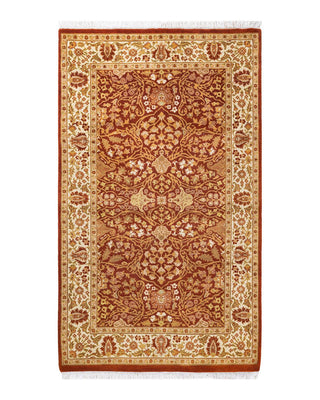 Traditional Mogul Orange Wool Area Rug 3' 1" x 5' 1" - Solo Rugs