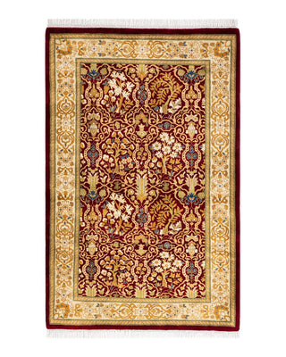 Traditional Mogul Red Wool Area Rug 2' 8" x 4' 2" - Solo Rugs