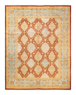 Contemporary Eclectic Orange Wool Area Rug 10' 2" x 13' 1" - Solo Rugs