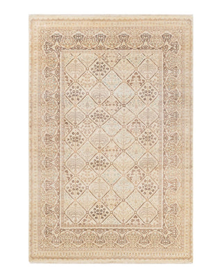 Traditional Mogul Ivory Wool Area Rug 6' 3" x 9' 2" - Solo Rugs