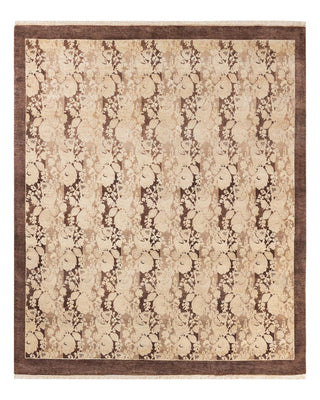 Traditional Mogul Brown Wool Square Area Rug 6' 0" x 6' 2" - Solo Rugs