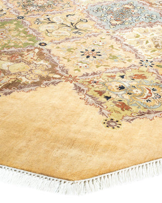Traditional Mogul Yellow Wool Octagon Area Rug 8' 1" x 8' 1" - Solo Rugs
