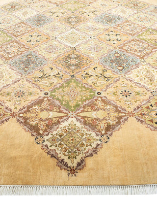 Traditional Mogul Yellow Wool Octagon Area Rug 8' 1" x 8' 1" - Solo Rugs