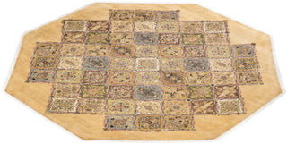 Traditional Mogul Yellow Wool Octagon Area Rug 8' 1" x 8' 1" - Solo Rugs