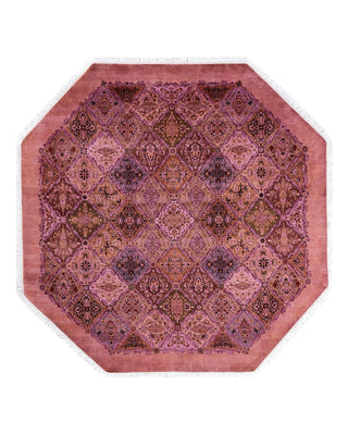 Contemporary Fine Vibrance Pink Wool Octagon Area Rug 7' 1" x 7' 1" - Solo Rugs
