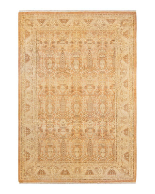 Traditional Mogul Beige Wool Area Rug 6' 2" x 9' 0" - Solo Rugs