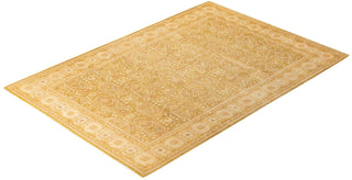 Traditional Mogul Green Wool Area Rug 6' 2" x 8' 10" - Solo Rugs