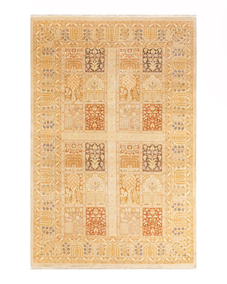Traditional Mogul Ivory Wool Area Rug 6' 2" x 9' 2" - Solo Rugs