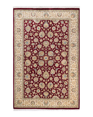 Traditional Mogul Red Wool Area Rug 4' 3" x 6' 3" - Solo Rugs