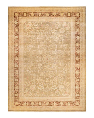 Traditional Mogul Green Wool Area Rug 10' 3" x 13' 10" - Solo Rugs